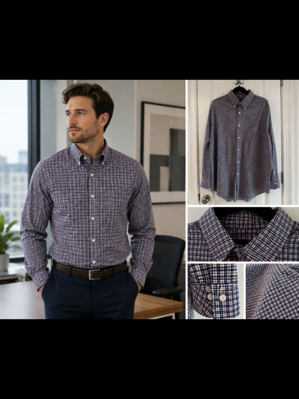 Lauren Ralph Lauren Classic Fit Non-Iron Button Down Dress Shirt Men’s 17.5 Blue